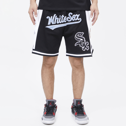 

Pro Standard Mens Pro Standard White Sox Chrome Fleece Shorts - Mens Black/White Size L