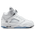 Jordan Retro 5 - Garçons, Scolaire Blanc/Noir/Argent