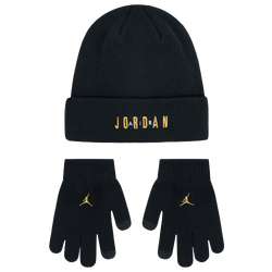Boys' Grade School - Jordan 2FER BEANIE SET - Black/Gold