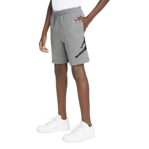 

Jordan Boys Jordan Big Jumpman Shorts - Boys' Grade School Gray/Black Size L