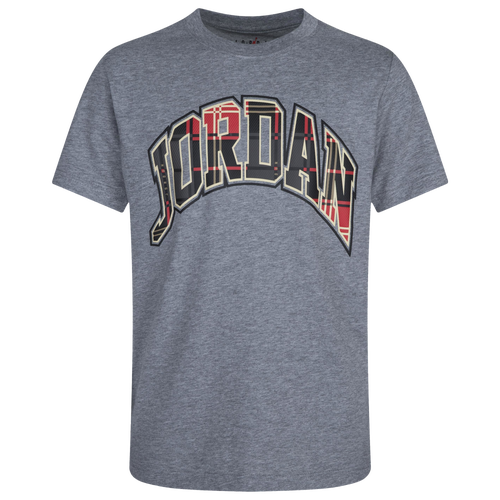 

Jordan Boys Jordan Essentials Plaid T-Shirt - Boys' Grade School Carbon Heather Size L