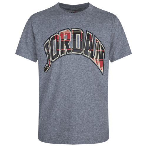 

Jordan Boys Jordan Essentials Plaid T-Shirt - Boys' Grade School Carbon Heather Size S