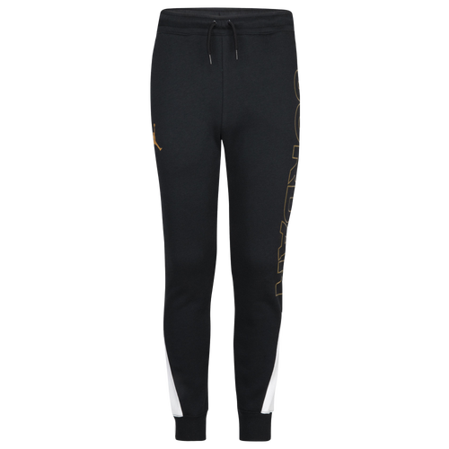 

Jordan Boys Jordan Holiday Shine Fleece Pants - Boys' Grade School Black/Gold Size L