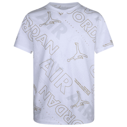 Boys' Grade School - Jordan Golden Flight AOP Short Sleeve T-Shirt - White/Gold