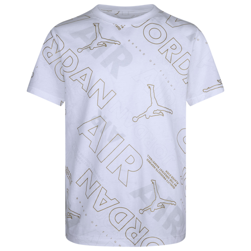 

Boys Jordan Jordan Golden Flight AOP Short Sleeve T-Shirt - Boys' Grade School White/Gold Size S