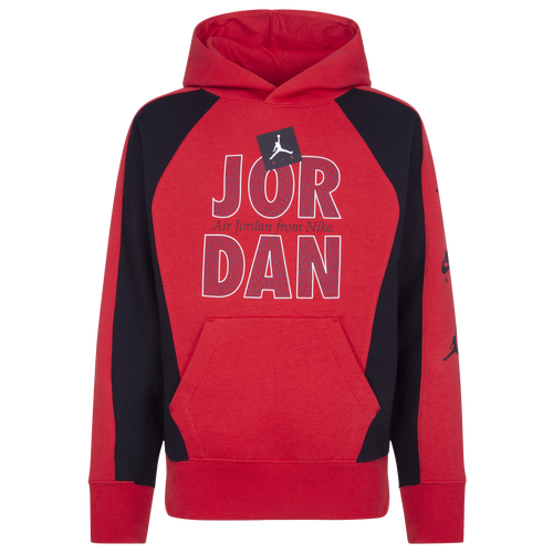 

Boys Jordan Jordan Remastered Fleece Pullover Hoodie - Boys' Grade School Fire Red/Black Size M