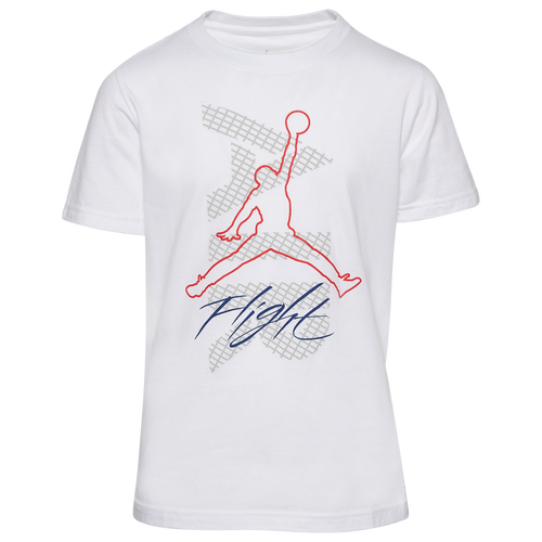 

Boys Jordan Jordan Flight Grid Short Sleeve T-Shirt - Boys' Grade School White/Red/Blue Size XL