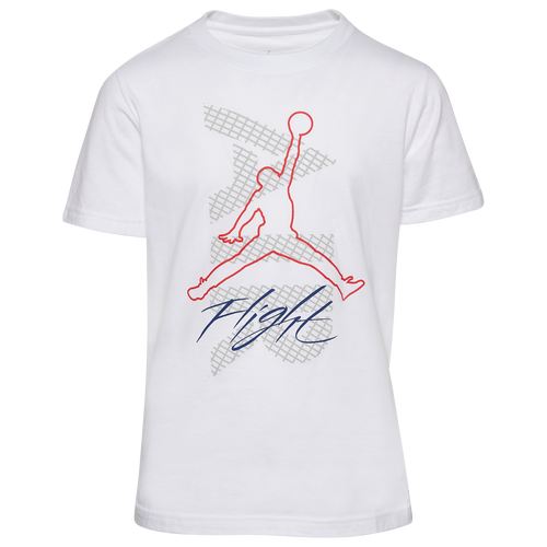 

Boys Jordan Jordan Flight Grid Short Sleeve T-Shirt - Boys' Grade School White/Red/Blue Size S