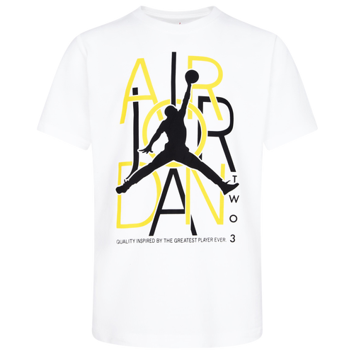 

Boys Jordan Jordan Jump Out Short Sleeve T-Shirt - Boys' Grade School White/Yellow Size S
