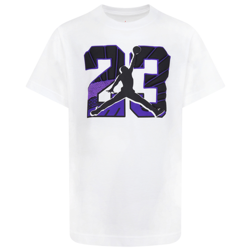 

Boys Jordan Jordan AJ12 Retro 23 Short Sleeve T-Shirt - Boys' Grade School White/Purple Size S