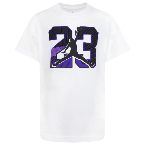 

Boys Jordan Jordan AJ12 Retro 23 Short Sleeve T-Shirt - Boys' Grade School White/Purple Size M