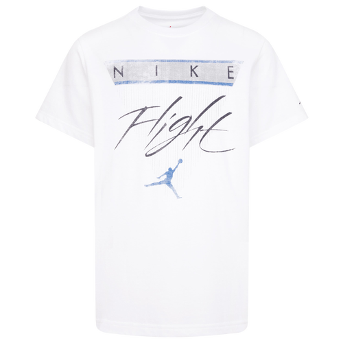 

Jordan Boys Jordan AJ 4 Flight Reimagined T-Shirt - Boys' Grade School White/Blue Size S