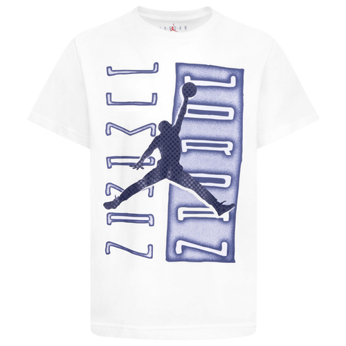 

Jordan Boys Jordan AJ11 Vertical Columns Short Sleeve T-Shirt - Boys' Grade School Navy/White Size M