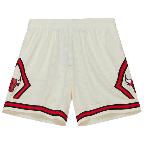 

Mitchell & Ness Mens Chicago Bulls Mitchell & Ness Bulls Cream Shorts - Mens Off White/White/White Size M