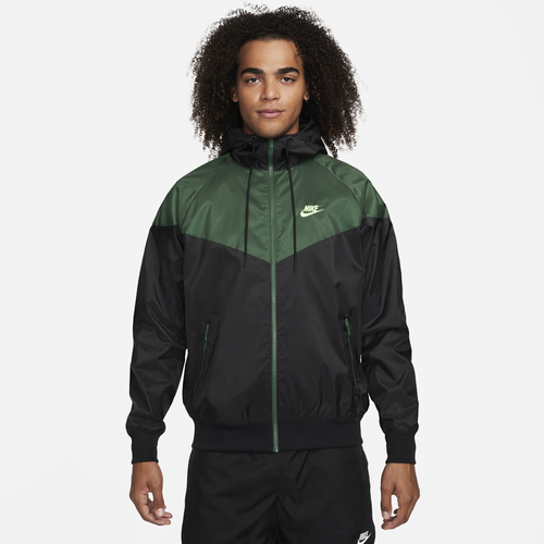 

Nike Mens Nike Woven Windrunner Lined Hooded Jacket - Mens Black/Green Size XXL