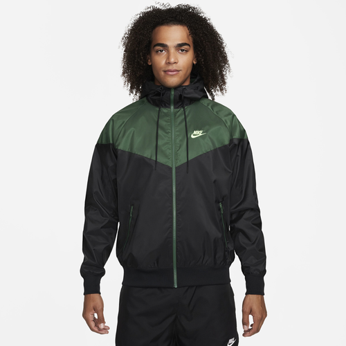 

Nike Mens Nike Woven Windrunner Lined Hooded Jacket - Mens Black/Green Size M