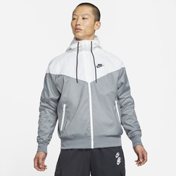 Men's - Nike Woven Windrunner Hooded Jacket - Grey/White