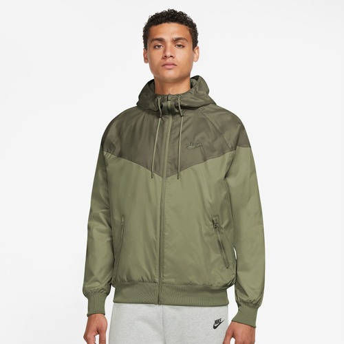 Shop Nike Mens  Woven Windrunner Lined Hooded Jacket In Olive/olive