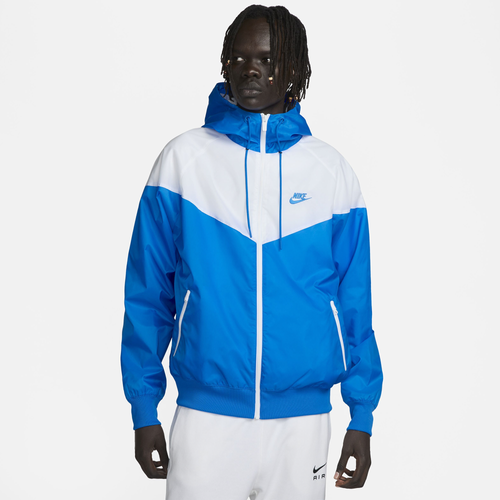 

Nike Mens Nike Woven Windrunner Lined Hooded Jacket - Mens Photo Blue/White/Photo Blue Size M