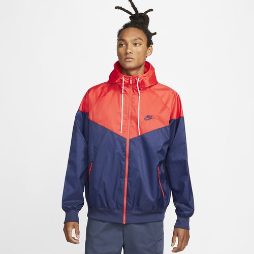 

Nike Mens Nike Woven Windrunner Hooded Jacket - Mens Light Crimson/Midnight Navy/Navy Size S