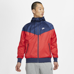 Men's - Nike Woven Windrunner Lined Hooded Jacket - University Red/Midnight Navy/White