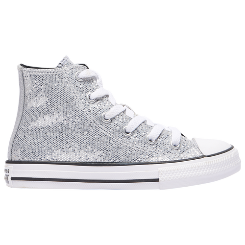 Younger Girls Silver Glitter High-Top Trainers