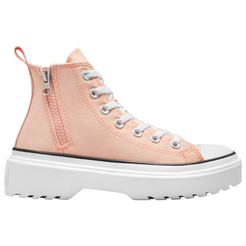 Shop Converse Girls  Chuck Taylor All Star Hi Lugged Lift In Cheeky Coral/white