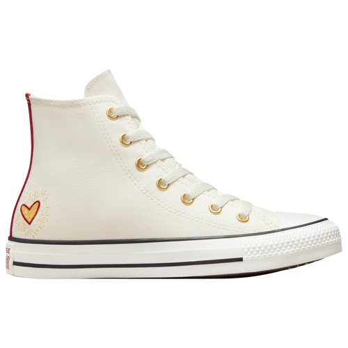 Converse Girls' Big Kids' Chuck Taylor All Star High Top Casual Shoes In Vintage White/back Alley Brick/gold