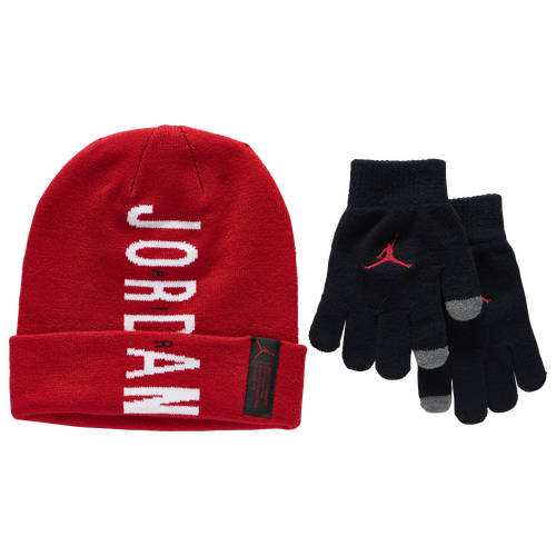 

Jordan Boys Jordan Beanie Set - Boys' Grade School Red/Black Size One Size