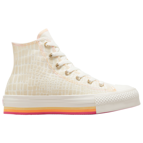 Converse Kids' Girls  Glazed Chrome Chuck Taylor Eva Lift Hi In Egret/orange/pink