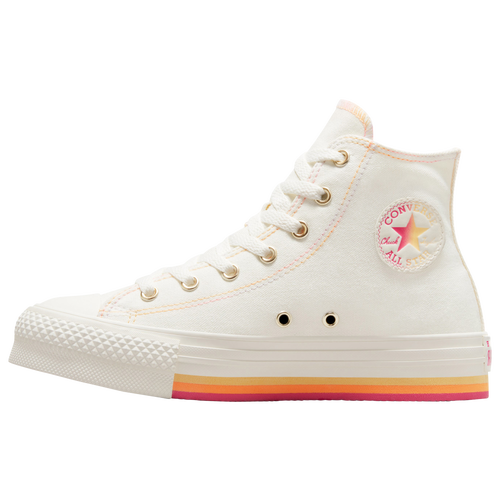 Converse Girls Glazed Chrome Chuck Taylor EVA Lift Hi Girls Grade School Basketball Shoes Orange Pink Egret Size 6.0