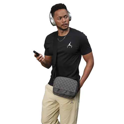 Jordan Mens  Monogram Mini Messenger In Black/dk Smoke Gray