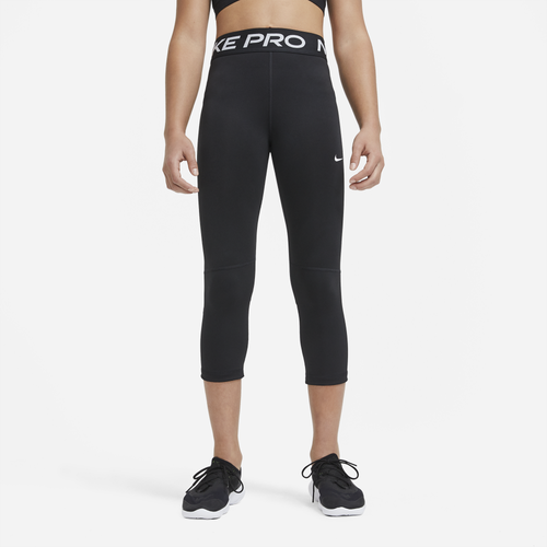 

Nike Girls Nike Pro Capris - Girls' Grade School White/Black Size L