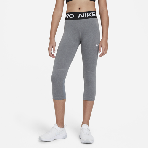 

Nike Girls Nike Pro Capri - Girls' Grade School Carbon Heather/White Size M