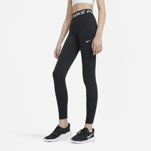 Nike Pro Full Length Leggings Tights Mesh Panels Black White