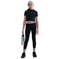 Girls' Grade School - Nike Pro Legging - Black/White/Med Soft Pink