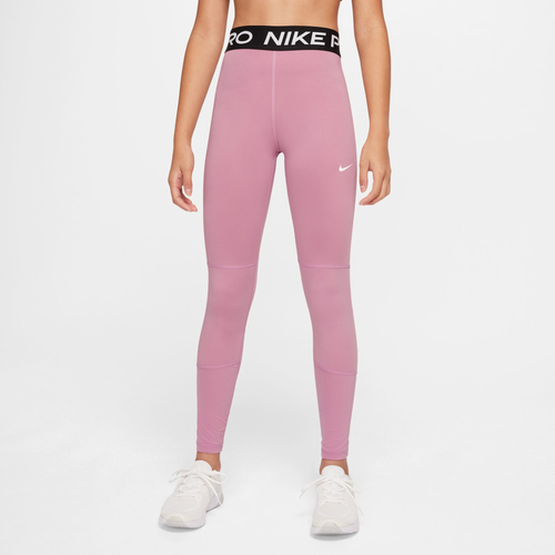 Nike Pro Big Kids' (girls') Leggings (extended Size) In Pink/white