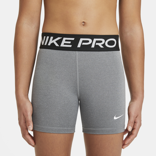 

Girls Nike Nike Pro 3" Shorts - Girls' Grade School Carbon Heather/White Size L