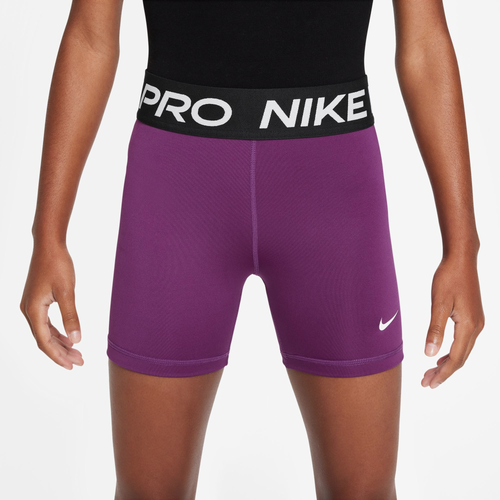 

Girls Nike Nike Pro 3" Shorts - Girls' Grade School Purple/Purple Size M