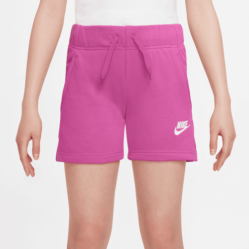 

Girls Nike Nike NSW Club FT 5" Shorts - Girls' Grade School Active Fuchsia/White Size L