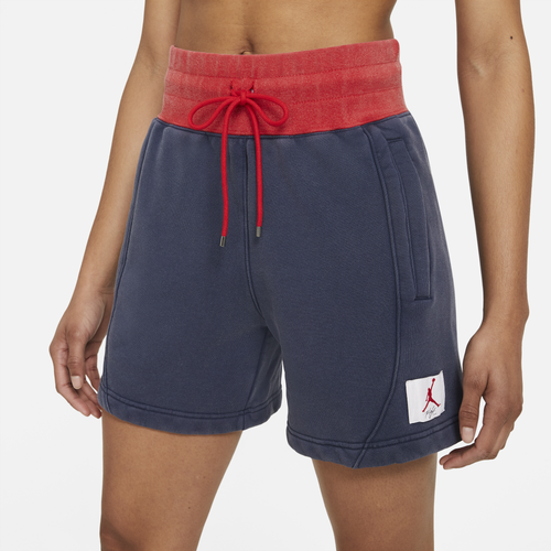 

Jordan Womens Jordan Flight Fleece Shorts - Womens Midnight Navy/University Red Size XL