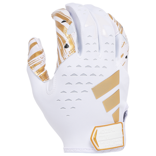 

adidas Mens adidas AdiZero 13 Receiver Gloves - Mens White/Metallic Gold Size XL