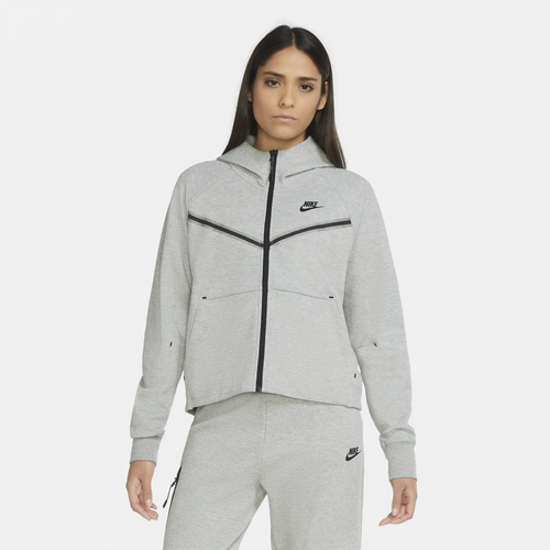 Shop Nike Womens  Plus Tech Fleece Hoodie In Grey/black