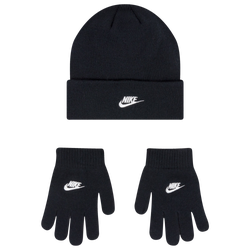 Boys' Grade School - Nike Lurex Futura Beanie Glove Set - White/Black