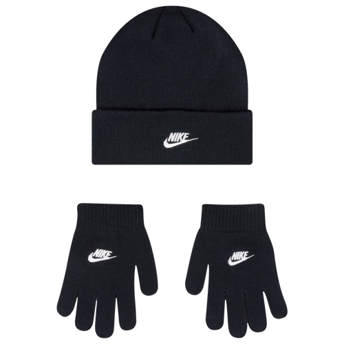 Shop Nike Boys   Lurex Futura Beanie Glove Set In White/black