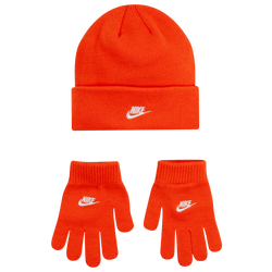 Boys' Grade School - Nike Futura Beanie Glove Set - Orange/White