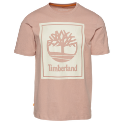 Men's - Timberland Stack Logo T-Shirt - Pink/White
