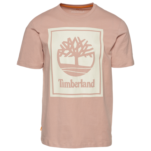 

Timberland Mens Timberland Stack Logo T-Shirt - Mens Pink/White Size S