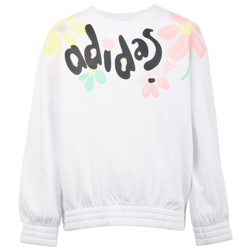 

adidas Floral Print Crew - Girls' Grade School White/Multi Size L