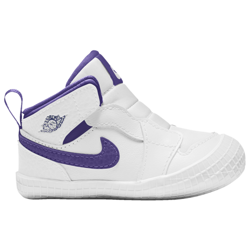 

Boys Infant Jordan Jordan AJ 1 Crib Bootie - Boys' Infant Shoe White/Purple Size 03.0